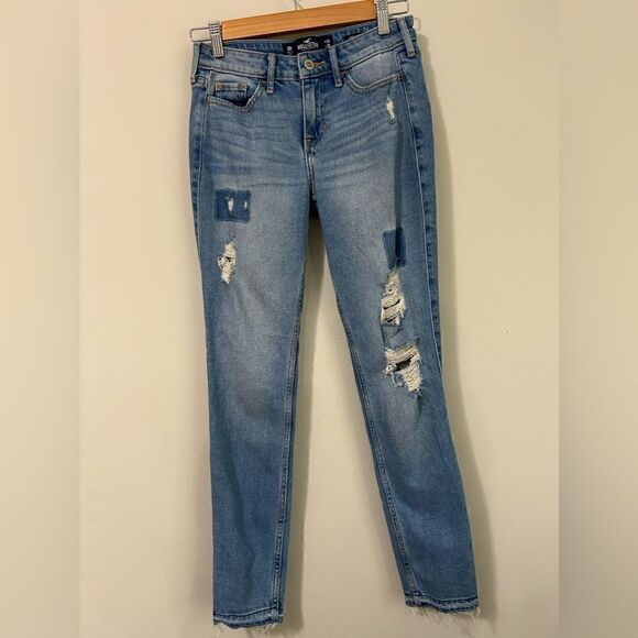 Hollister Ripped Raw Hem Low Rise Super Skinny Jeans - Picture 1 of 10